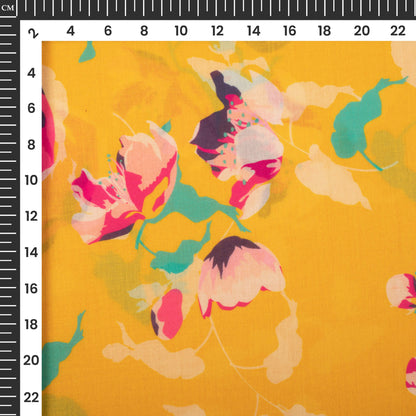 Impressive Pink Floral Digital Print Poly Cambric Fabric