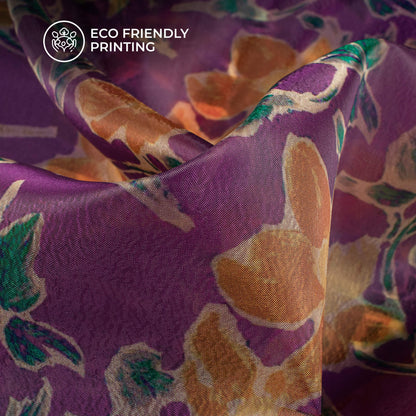 Classic Floral Digital Print Organza Satin Fabric