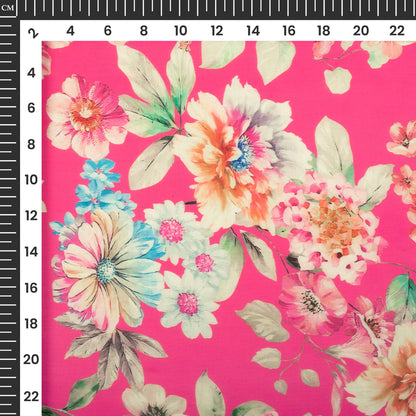 Beautiful Floral Digital Print Organza Satin Fabric