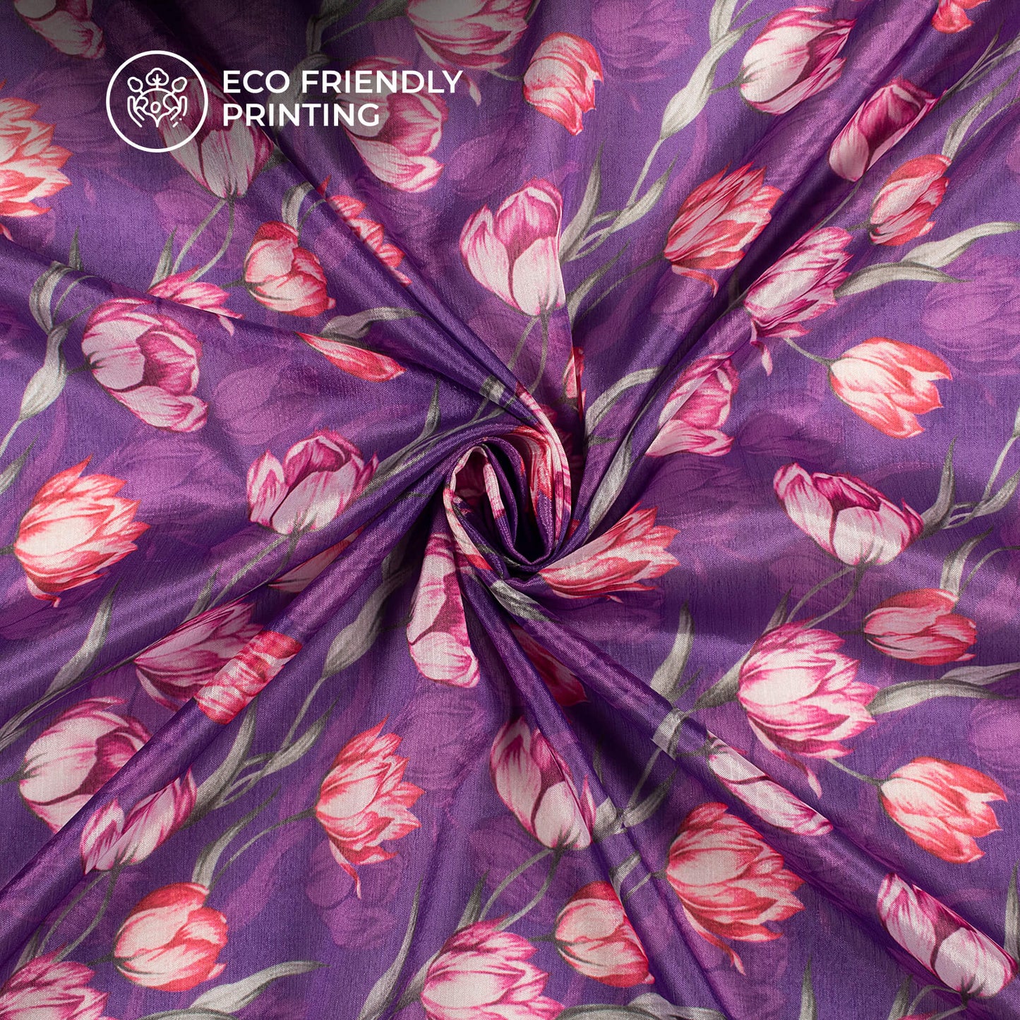 Beautiful Tulip Floral Digital Print Poly Chinnon Chiffon Fabric