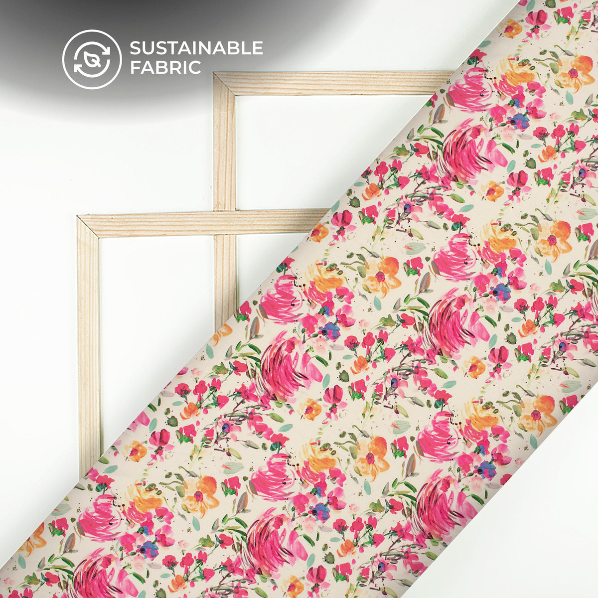 Beautiful Floral Digital Print Poly Glazed Cotton Fabric