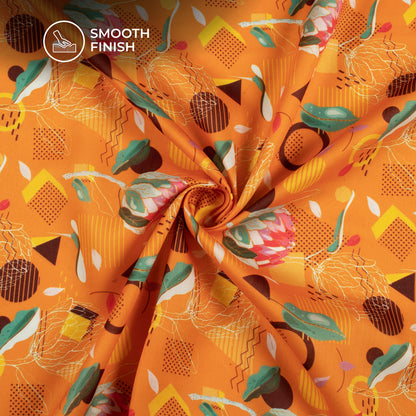 Abstract Floral Digital Print Poly Glazed Cotton Fabric
