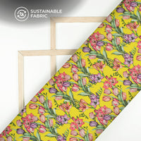 Vintage Floral Digital Print Poly Glazed Cotton Fabric