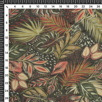 Trendy Leafage Digital Print Bemberg Chiffon Fabric