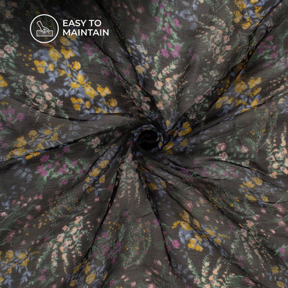 Stunning Botenical Floral Digital Print Bemberg Chiffon Fabric