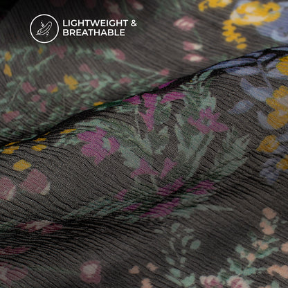 Stunning Botenical Floral Digital Print Bemberg Chiffon Fabric