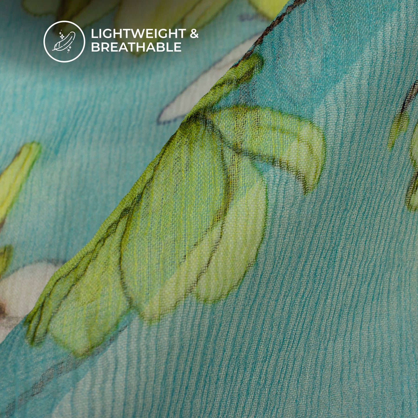 Pretty Green Floral Digital Print Bemberg Chiffon Fabric