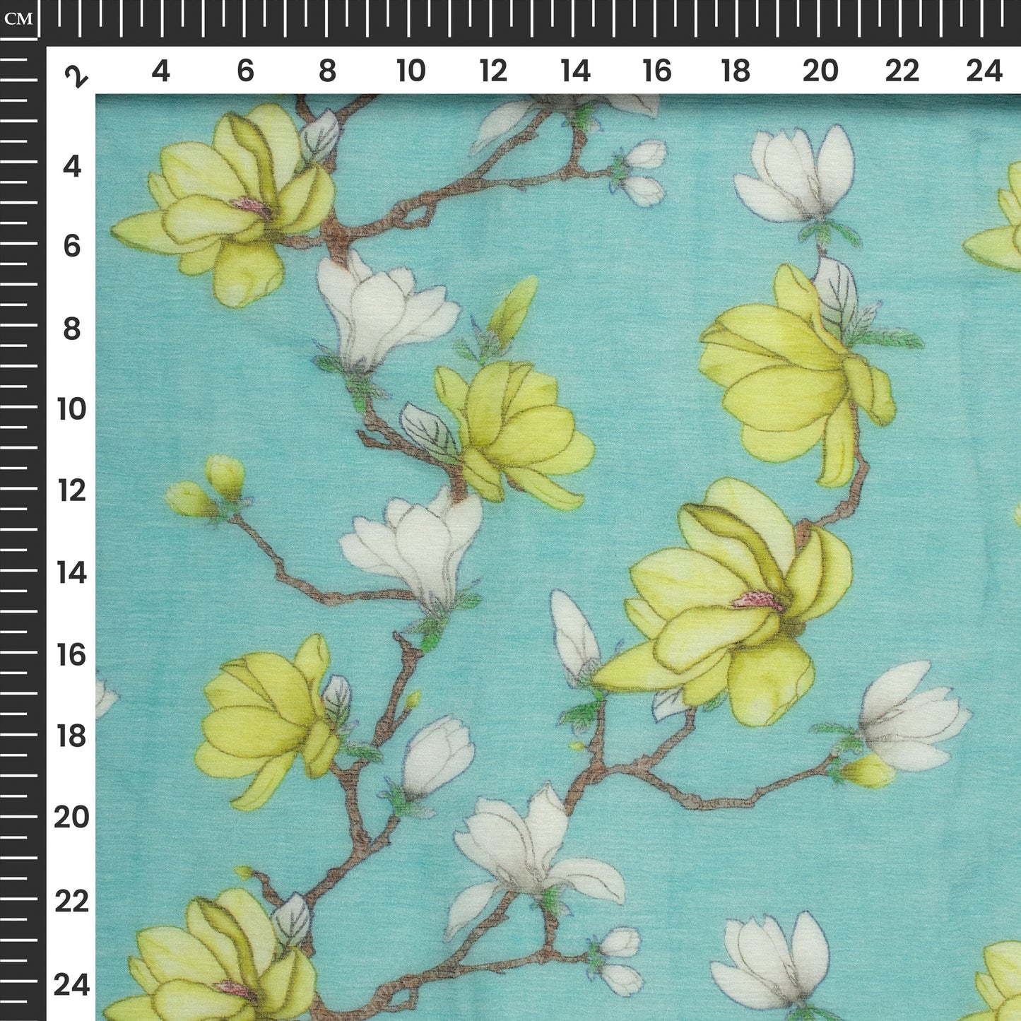 Pretty Green Floral Digital Print Bemberg Chiffon Fabric