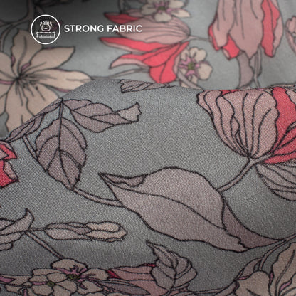 Classy Floral Digital Print Viscose Natural Crepe Fabric