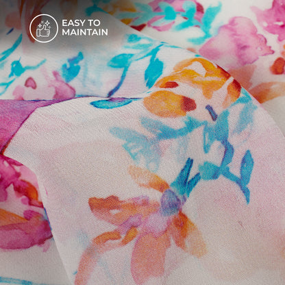 Gorgeous Pink Floral Digital Print Pure Georgette Fabric