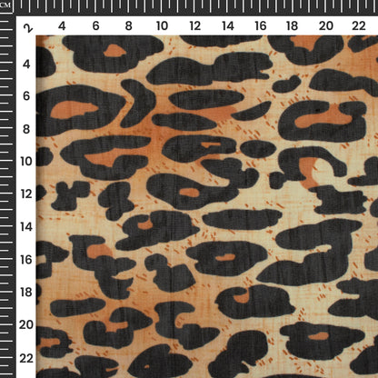 Black And Beige Animal Digital Print Pure Organza Fabric