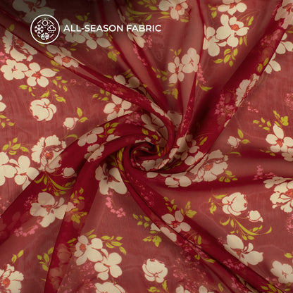 Attractive Floral Digital Print Pure Organza Fabric