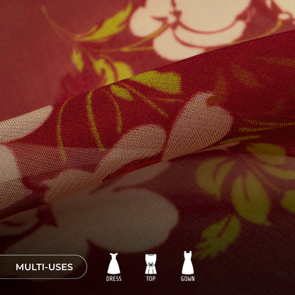 Attractive Floral Digital Print Pure Organza Fabric