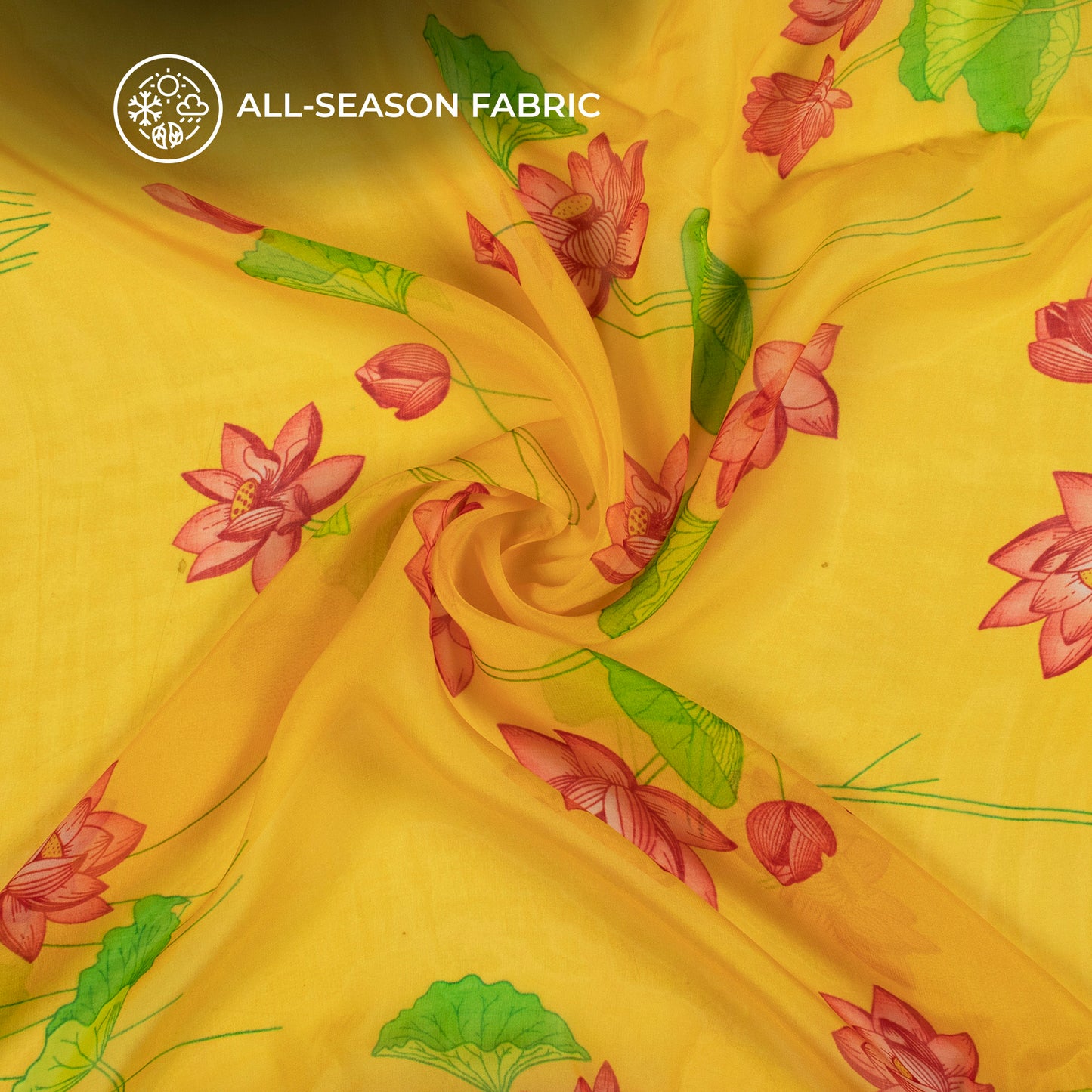 Blush Red And Yellow Floral Digital Print Pure Organza Fabric