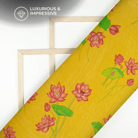 Blush Red And Yellow Floral Digital Print Pure Organza Fabric