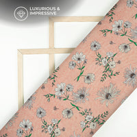 Classy White Floral Digital Print Pure Organza Fabric