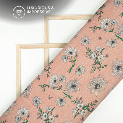 Classy White Floral Digital Print Pure Organza Fabric