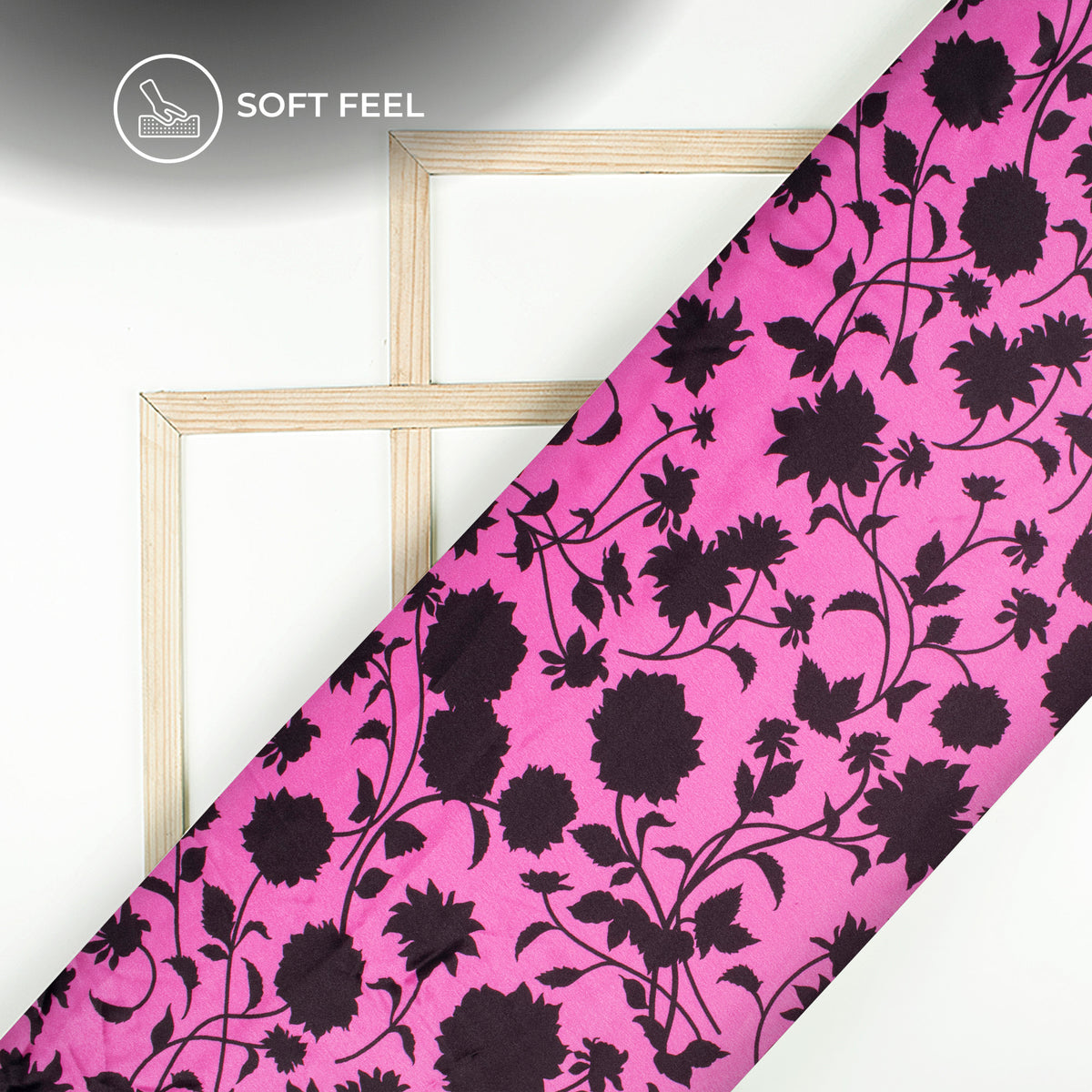 Stylish Pink Floral Digital Print Japan Satin Fabric