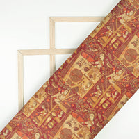 Maroon Madhuvanii Printed Kota Doria Fabric