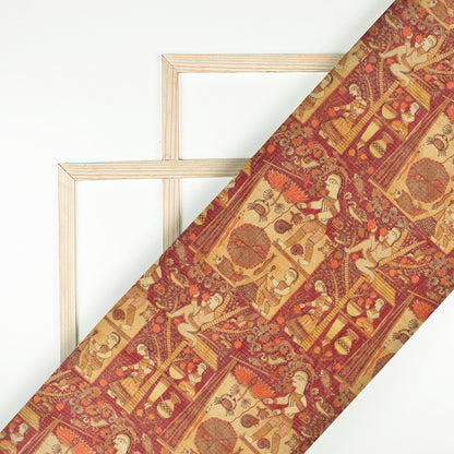Maroon Madhuvanii Printed Kota Doria Fabric