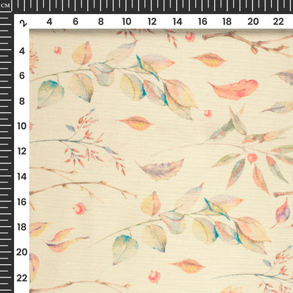 Creamy Floral Digital Print Chiffon Satin Fabric