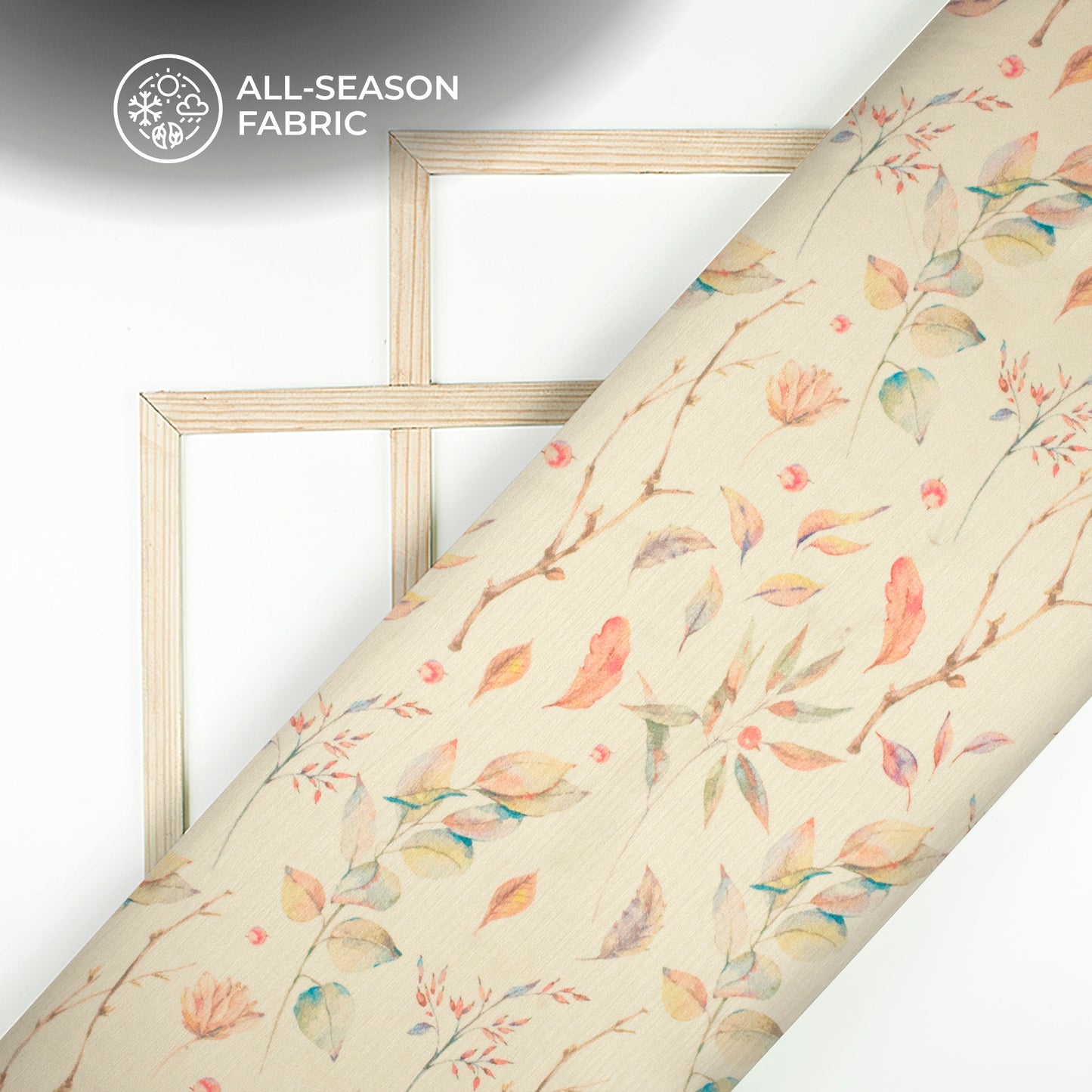 Creamy Floral Digital Print Chiffon Satin Fabric