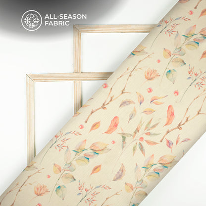 Creamy Floral Digital Print Chiffon Satin Fabric