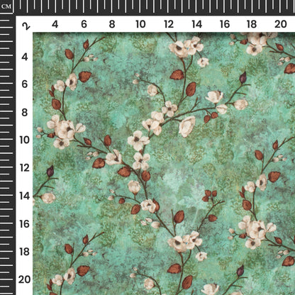 Sniffy Floral Digital Print Moss Crepe Fabric
