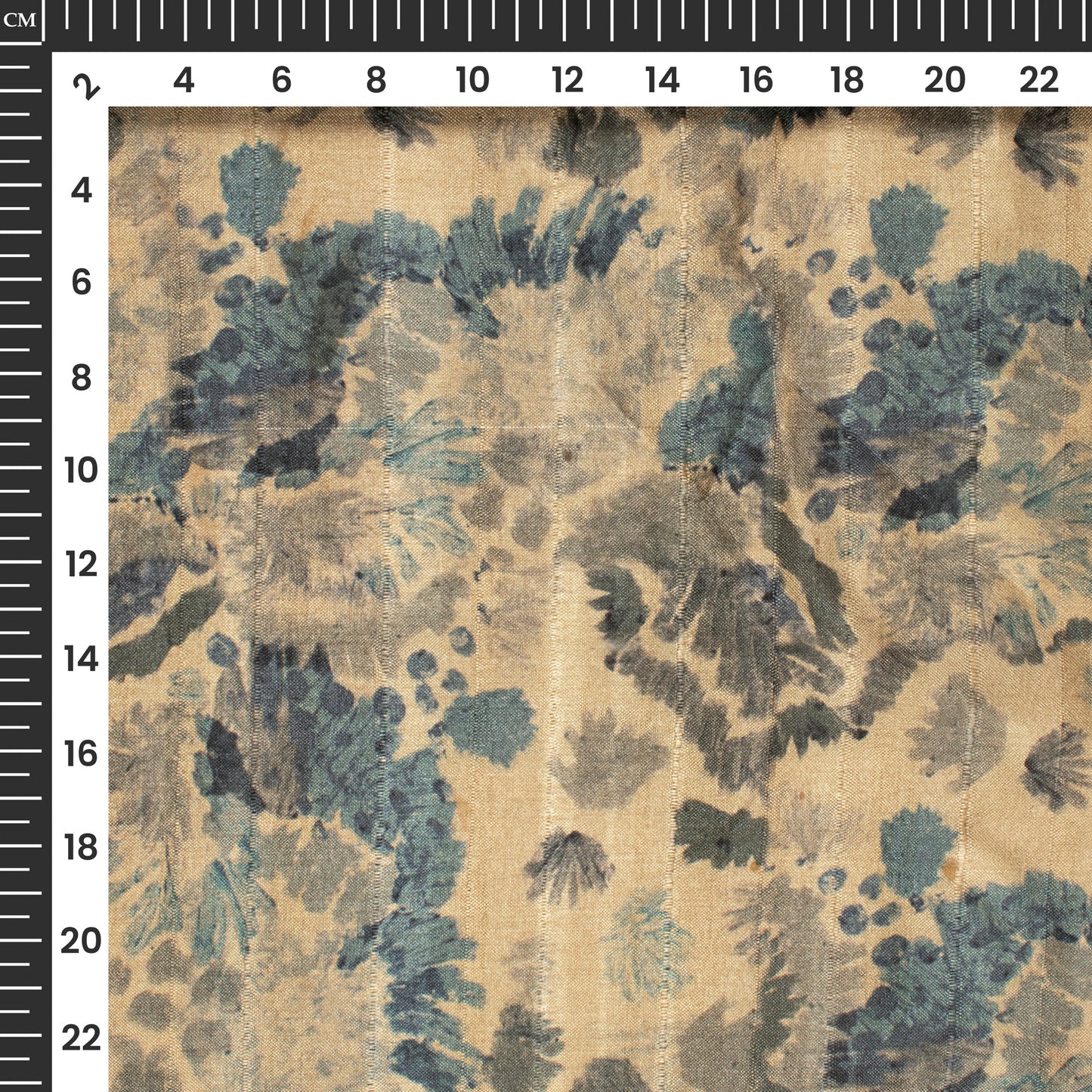 Exclusive Blue Floral Digital Print Art Tusser Silk Fabric