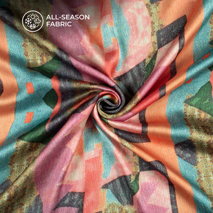 Impressive Quirky Digital Print Chiffon Satin Fabric