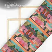 Impressive Quirky Digital Print Chiffon Satin Fabric