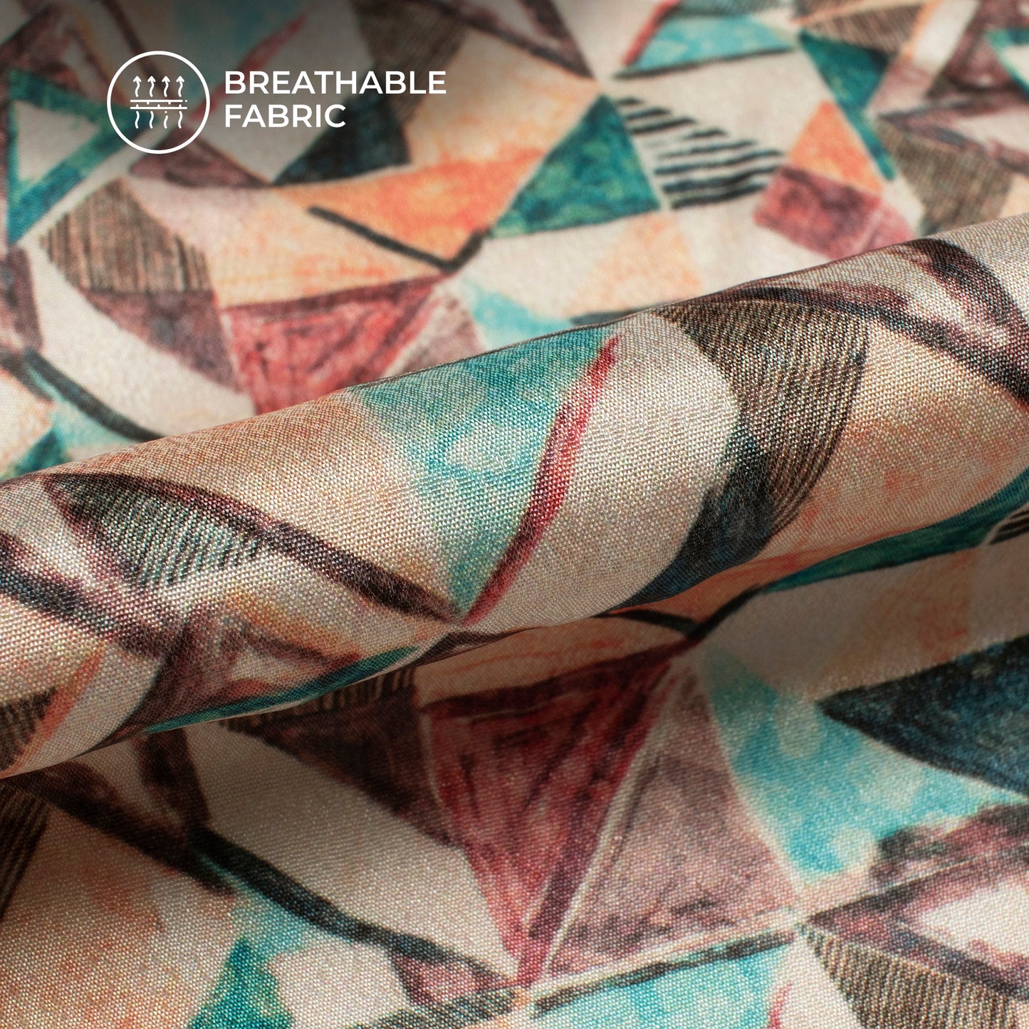 Trendy Geometric Digital Print Crepe Silk Fabric