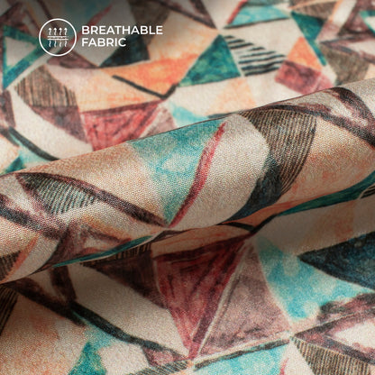 Trendy Geometric Digital Print Crepe Silk Fabric