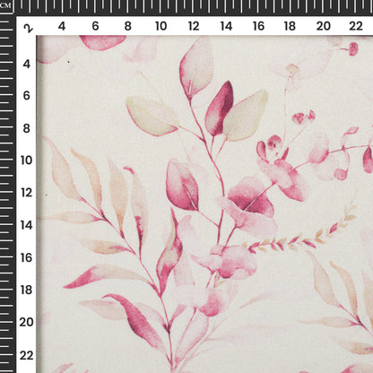 Stylish Pink Floral Digital Print Crepe Silk Fabric