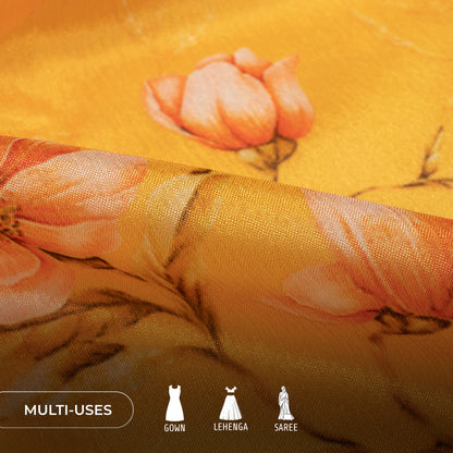 Floral Digital Print Poly Chinnon Chiffon Fabric