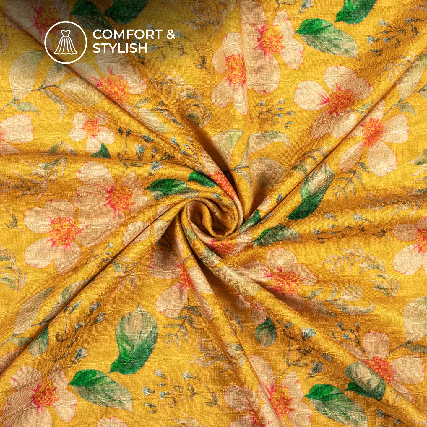 Stunning Floral Digital Print Art Tusser Silk Fabric