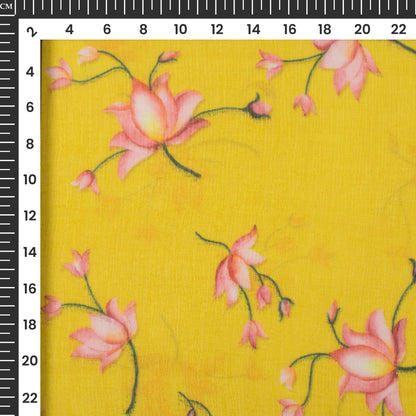 Stylish Pink Floral Digital Print Bemberg Chiffon Fabric