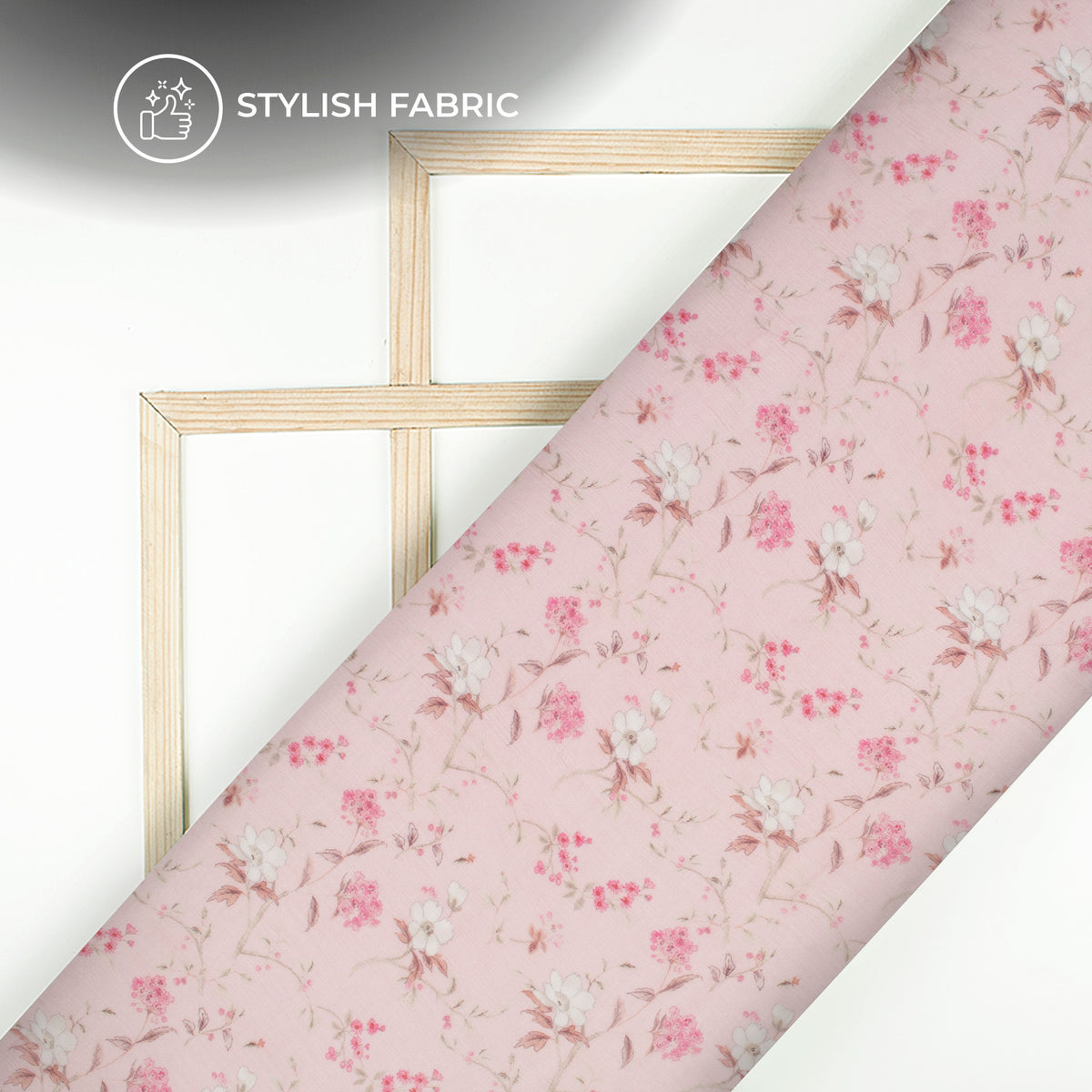 Beautiful Pink Floral Digital Print Bemberg Chiffon Fabric