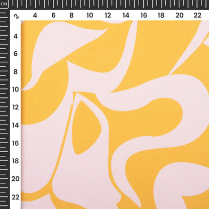 Flax Yellow Abstract Digital Print Butter Crepe Fabric
