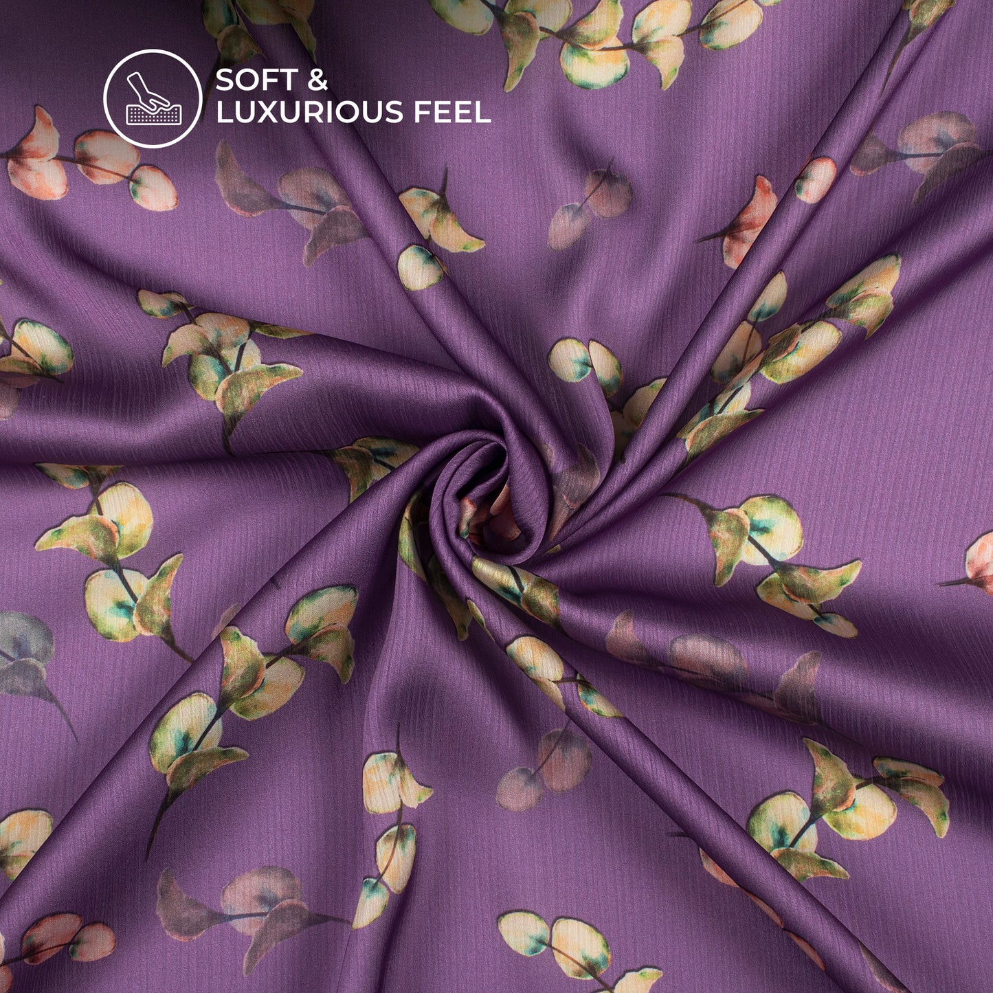 Trendy Leafage Digital Print Chiffon Satin Fabric