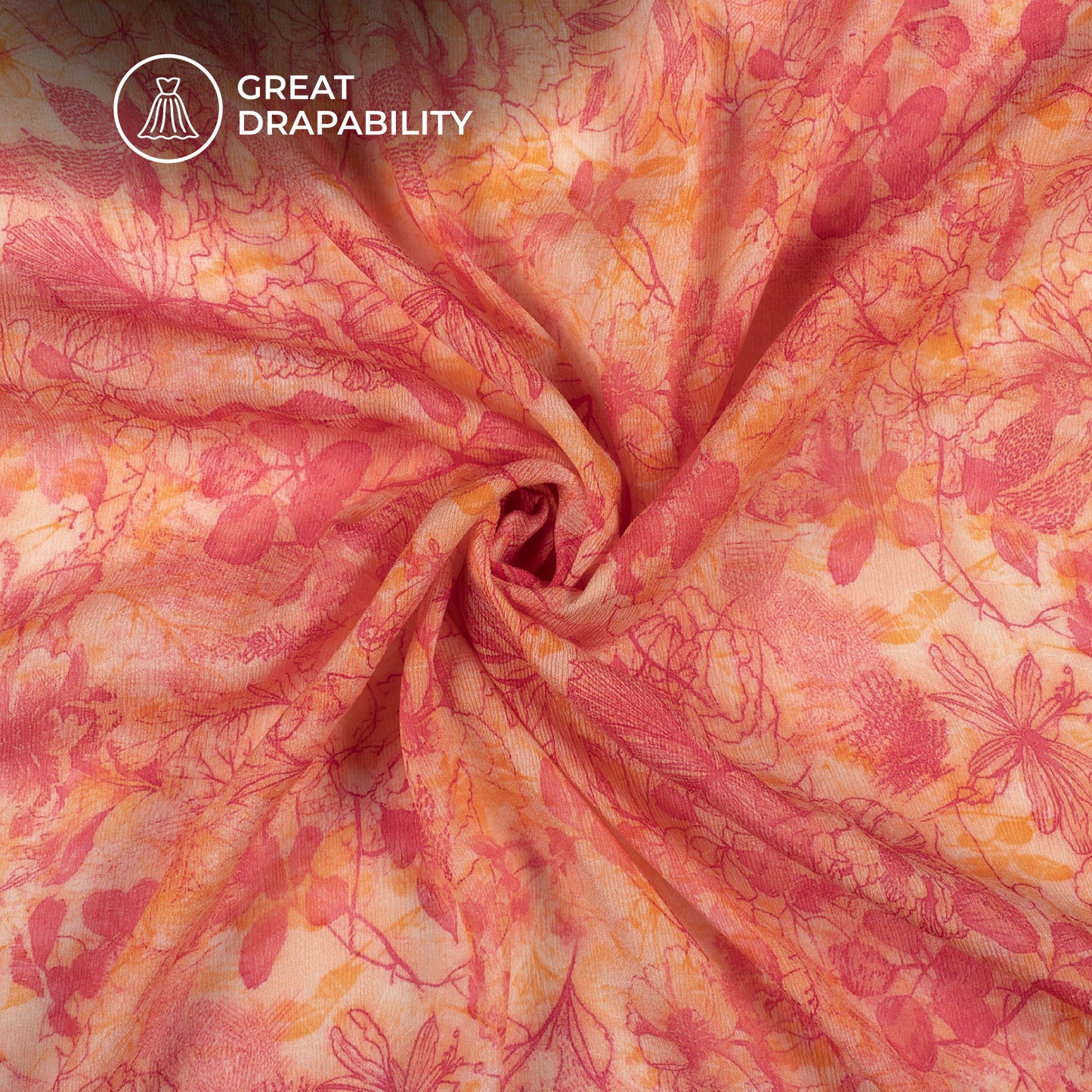 Gorgeous Floral Digital Print Viscose Chinnon Chiffon Fabric
