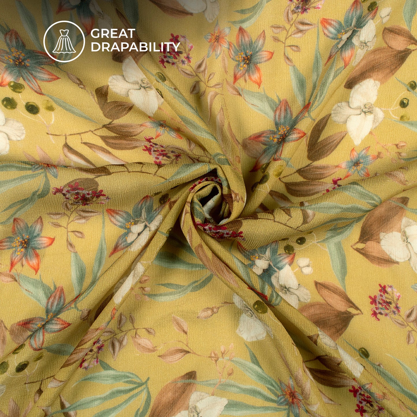 Charming Floral Digital Print Viscose Chinnon Chiffon Fabric