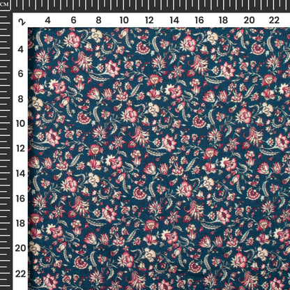 Stylish Pink Floral Digital Print Cotton Cambric Fabric
