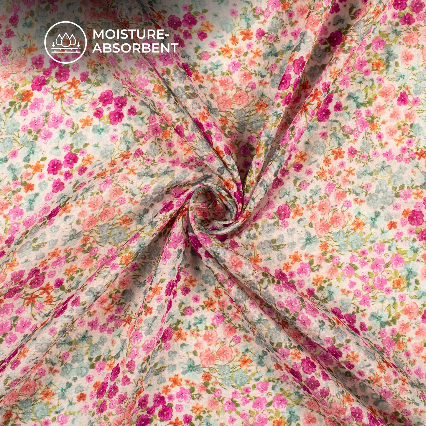 Attractive Floral Digital Print Pure Cotton Mulmul Fabric