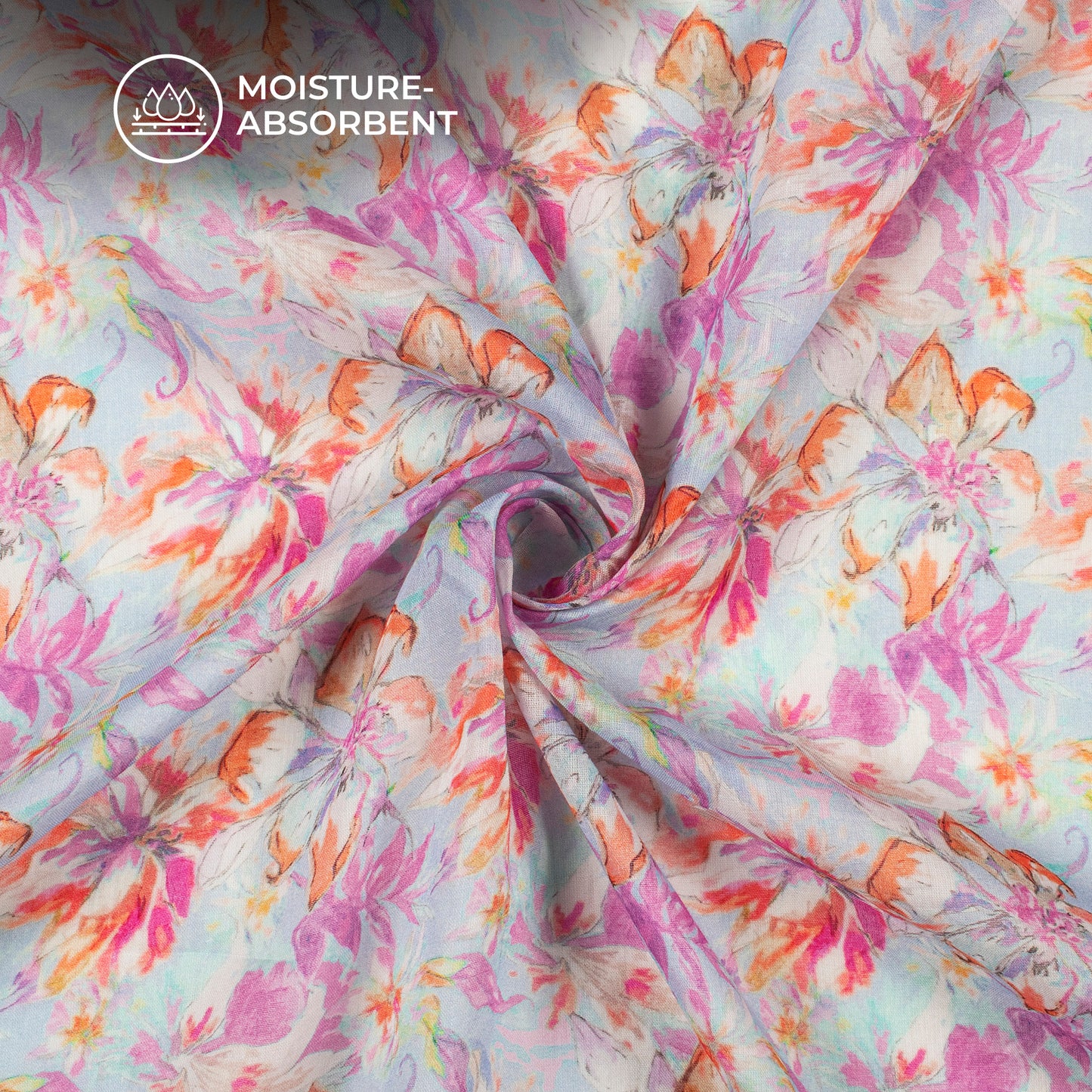Gorgeous Floral Digital Print Pure Cotton Mulmul Fabric