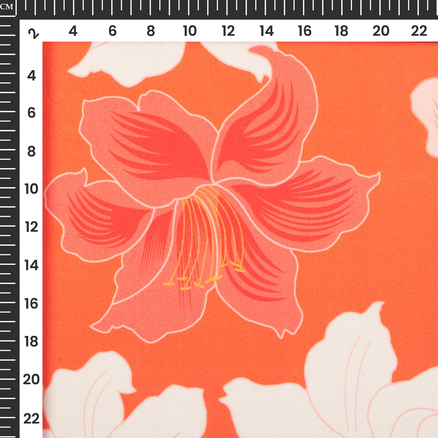 Salamander Orange Floral Digital Print Crepe Silk Fabric