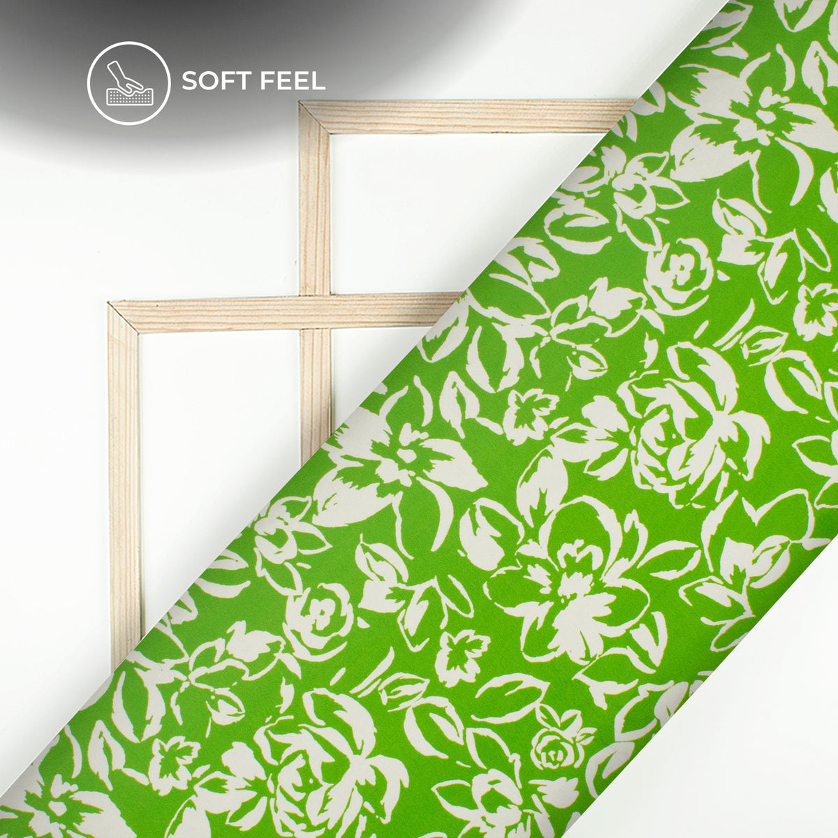 Stylish Green Floral Digital Print Japan Satin Fabric