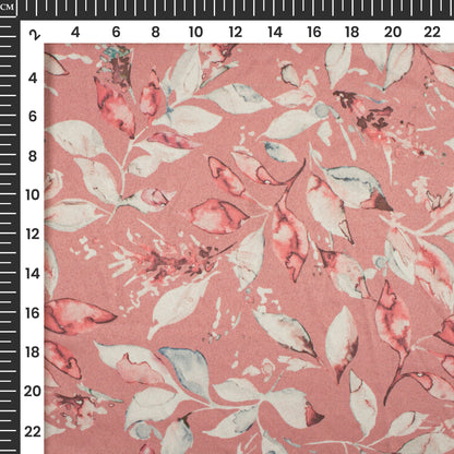 Trendy Leafage Digital Print Charmeuse Satin Fabric (Width 58 Inches)
