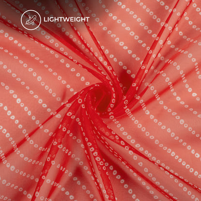 Trendy Red Bandhanii Digital Print Matt Organza Fabric