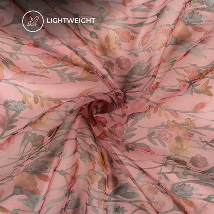 Trendy Vintage Rose Floral Digital Print Matt Organza Fabric